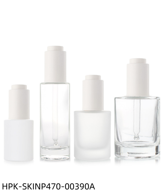 Thick Base Glass Bottle with White Push-button Pipette Cap